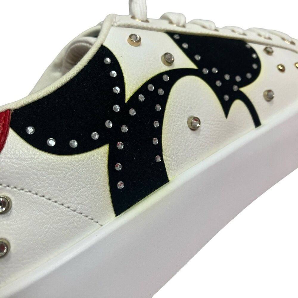Aldo x Disney Platform Sneakers Womens 11 White Mickey Mouse Rhinestone - Picture 2 of 15